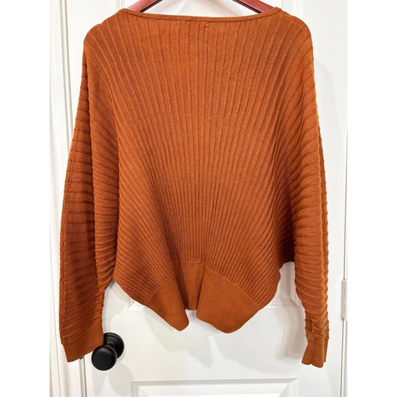 Anthropologie Karla Boat Neck Sweater Dolman Sleeve Rib Knit Alpaca Wool Pecan - Picture 4 of 9